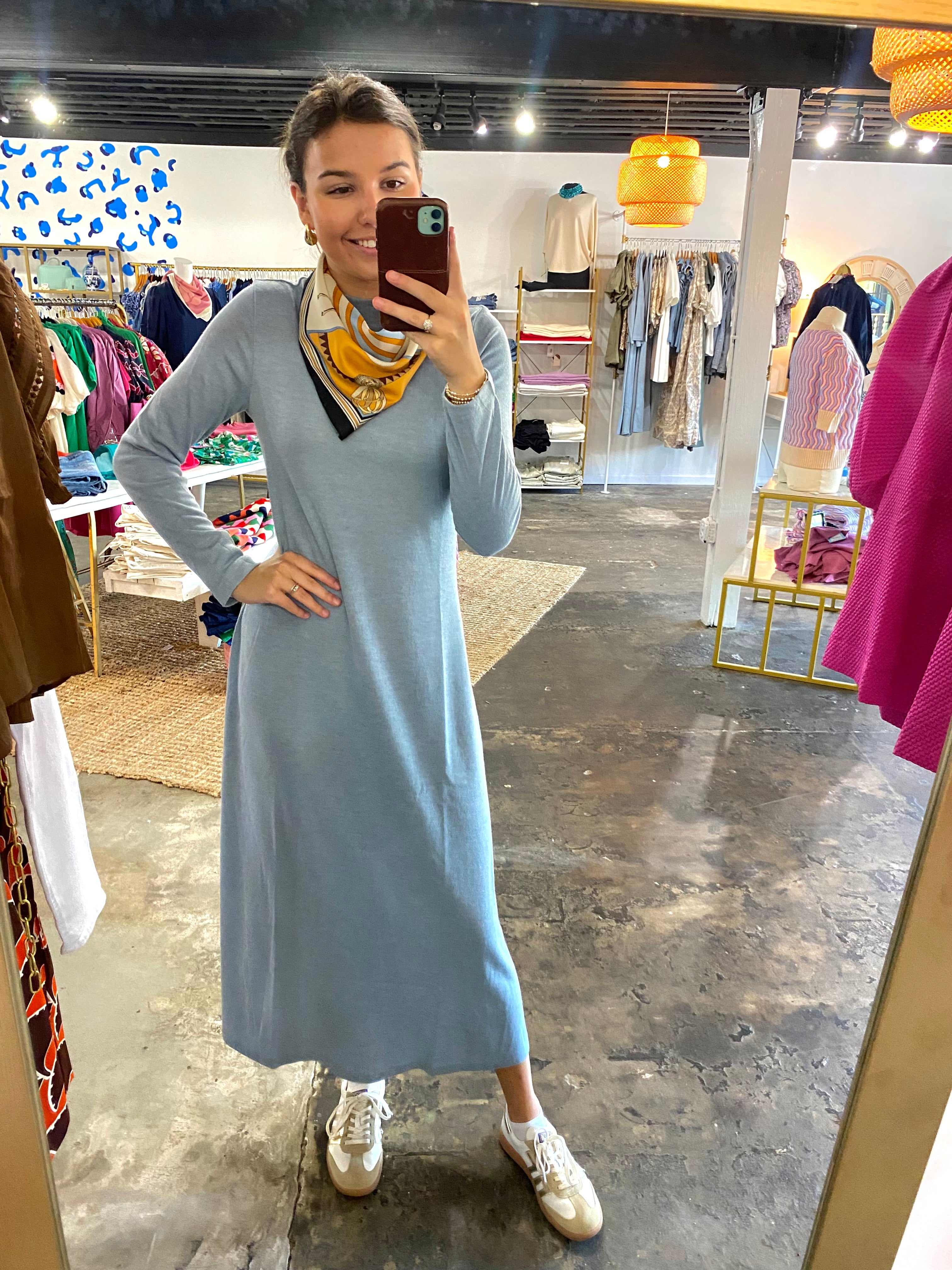 Ice Blue Maxi Sweater Dress