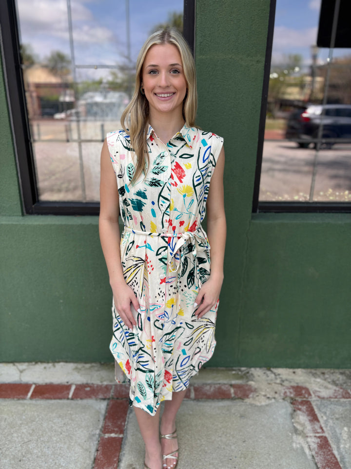 Cream Geo Dress