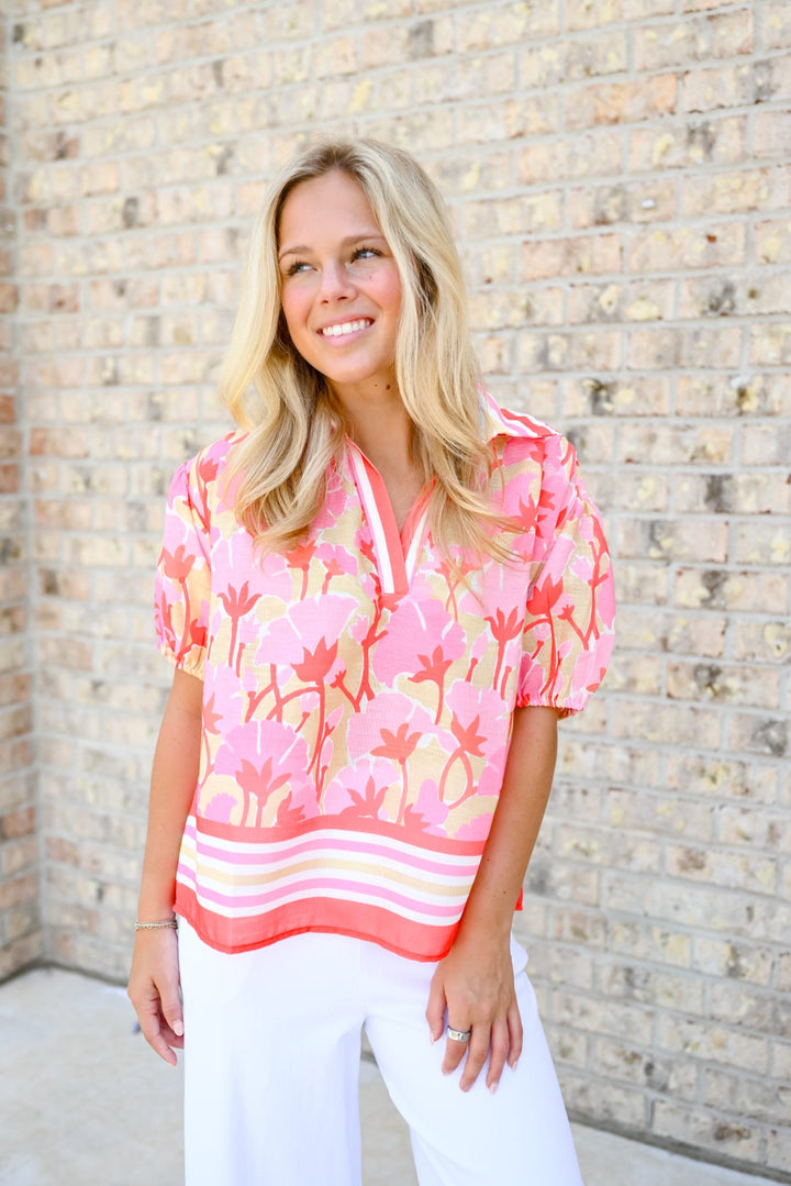 Striped Blossom Top