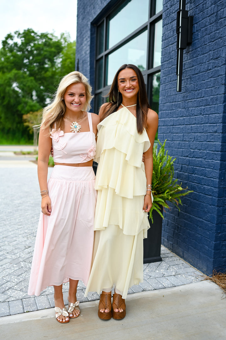 Soft Pink Maxi Skirt Set