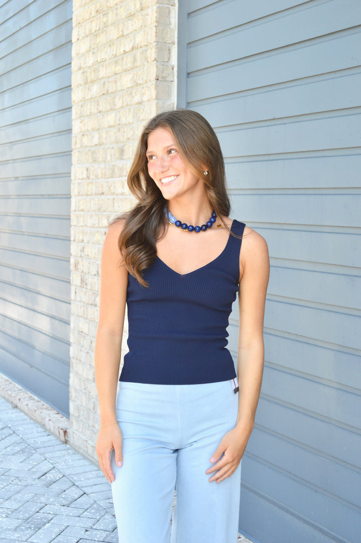 Navy V-Neck Kaia Tank