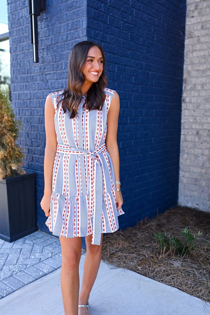 Colonial Stripe Sleeveless Dress