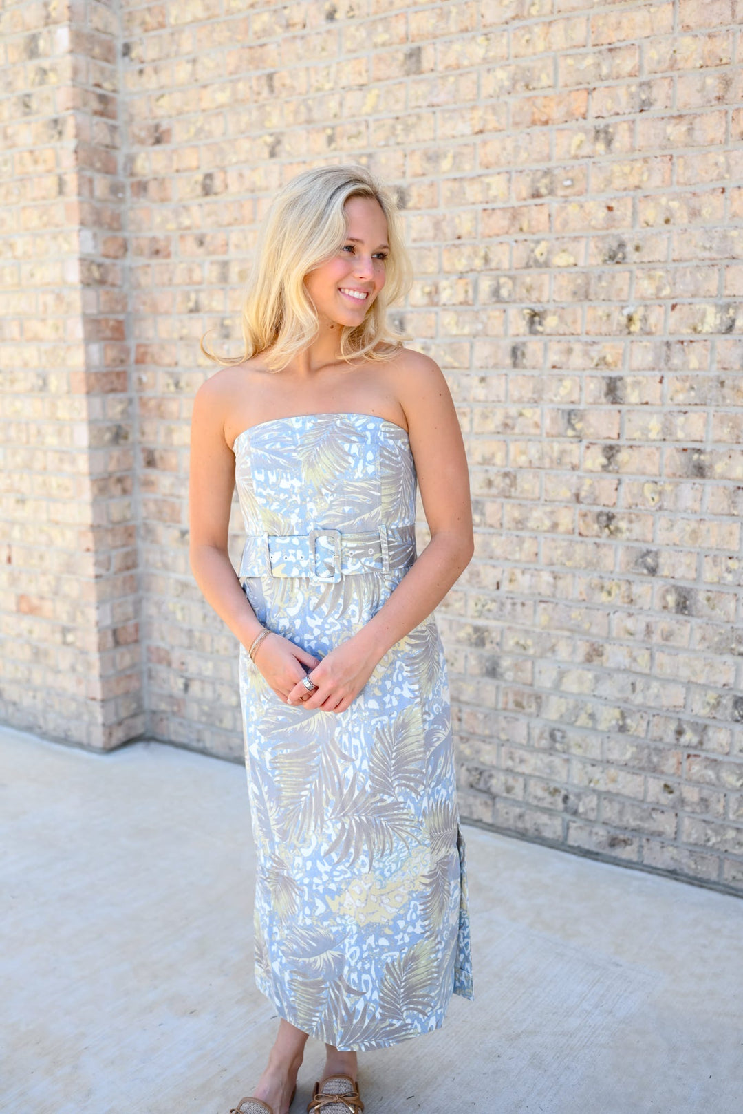 Desert Palm Belted Midi Dress