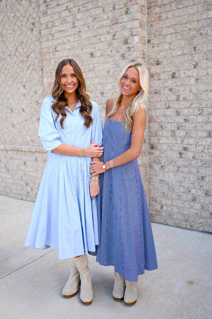 Striped Panel Midi Dress