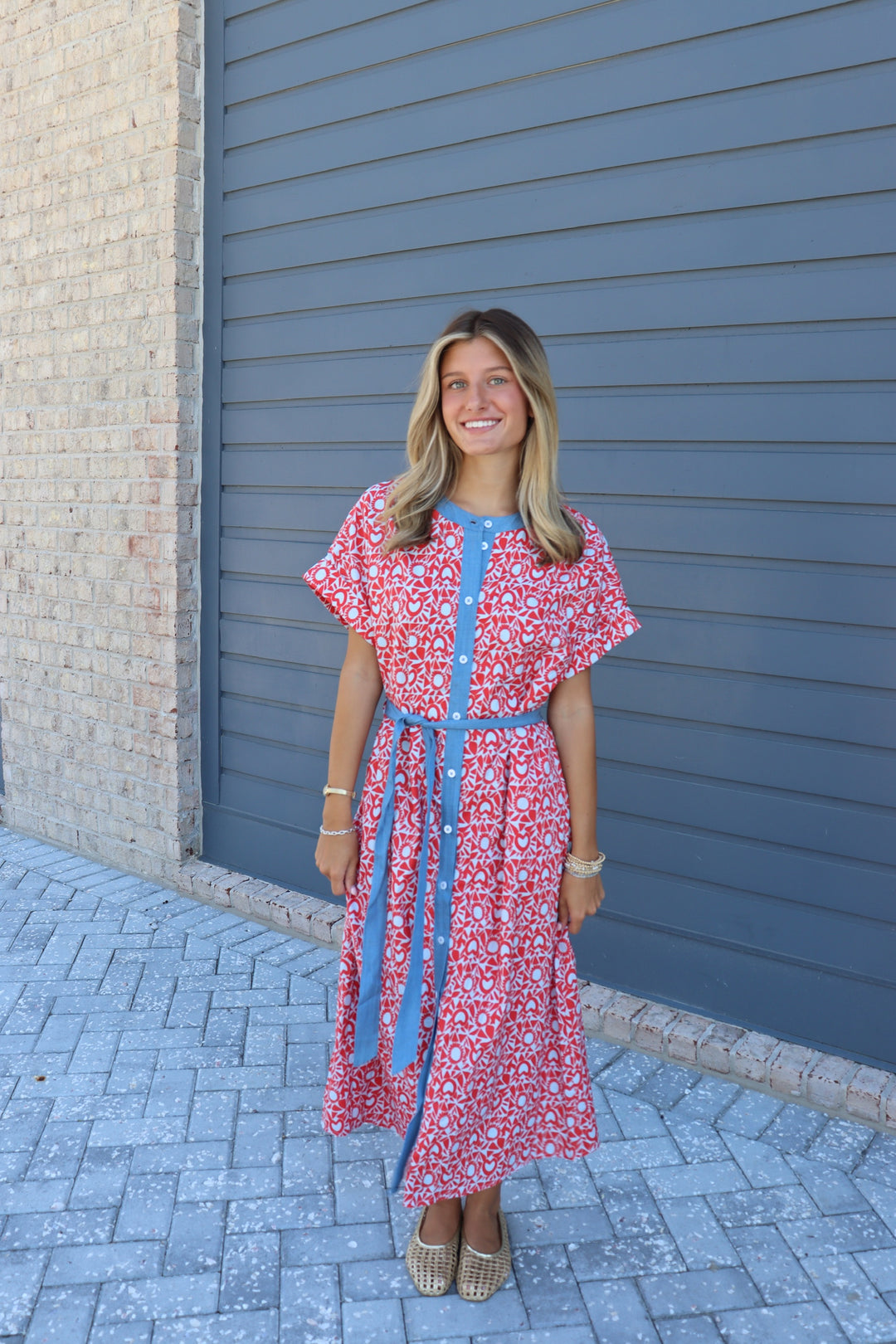 Red Blue and Patterned Dress