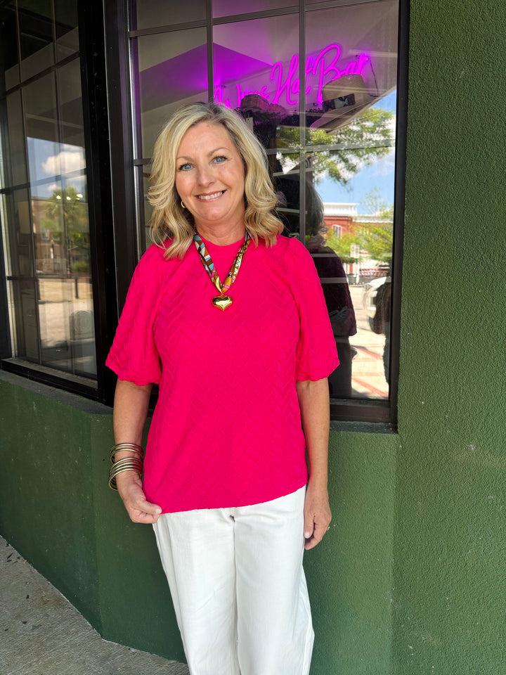 Fuchsia Balloon Sleeve Top