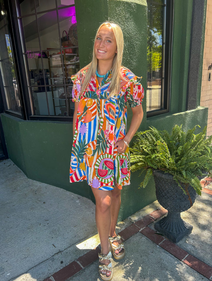 Tropical Fruit Baby Doll Dress