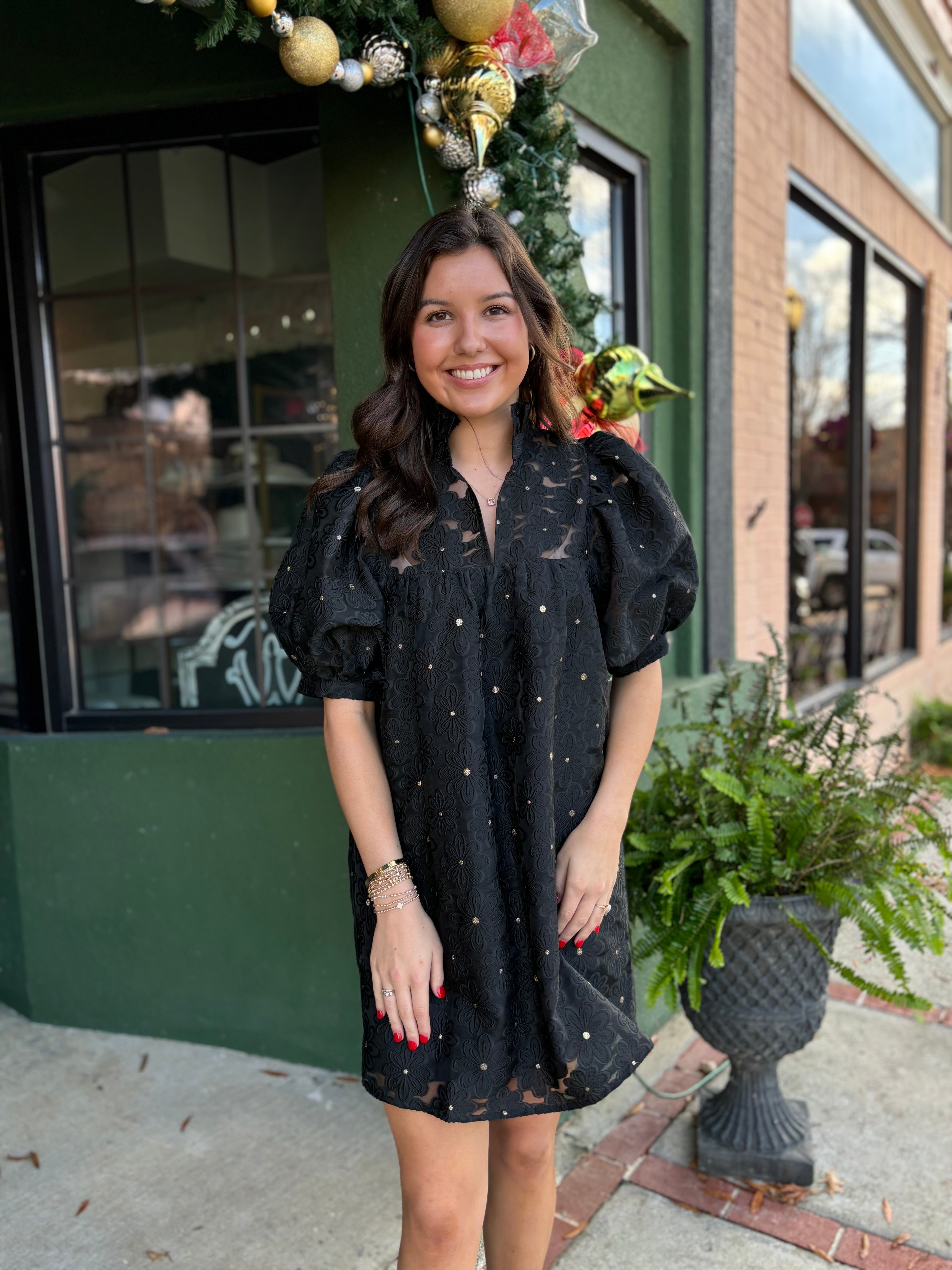 Black Floral Holiday Dress