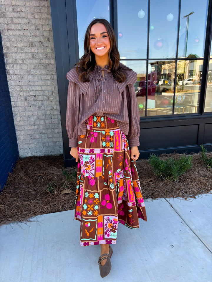 Striped Peterpan Collar Top