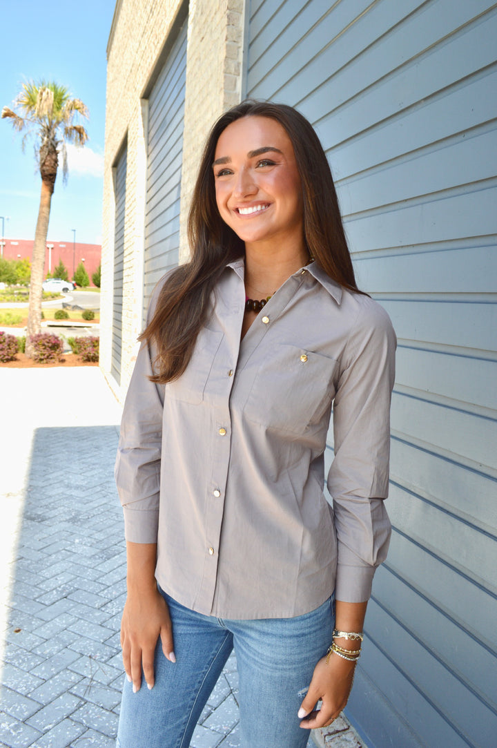 Slate Button Down Top