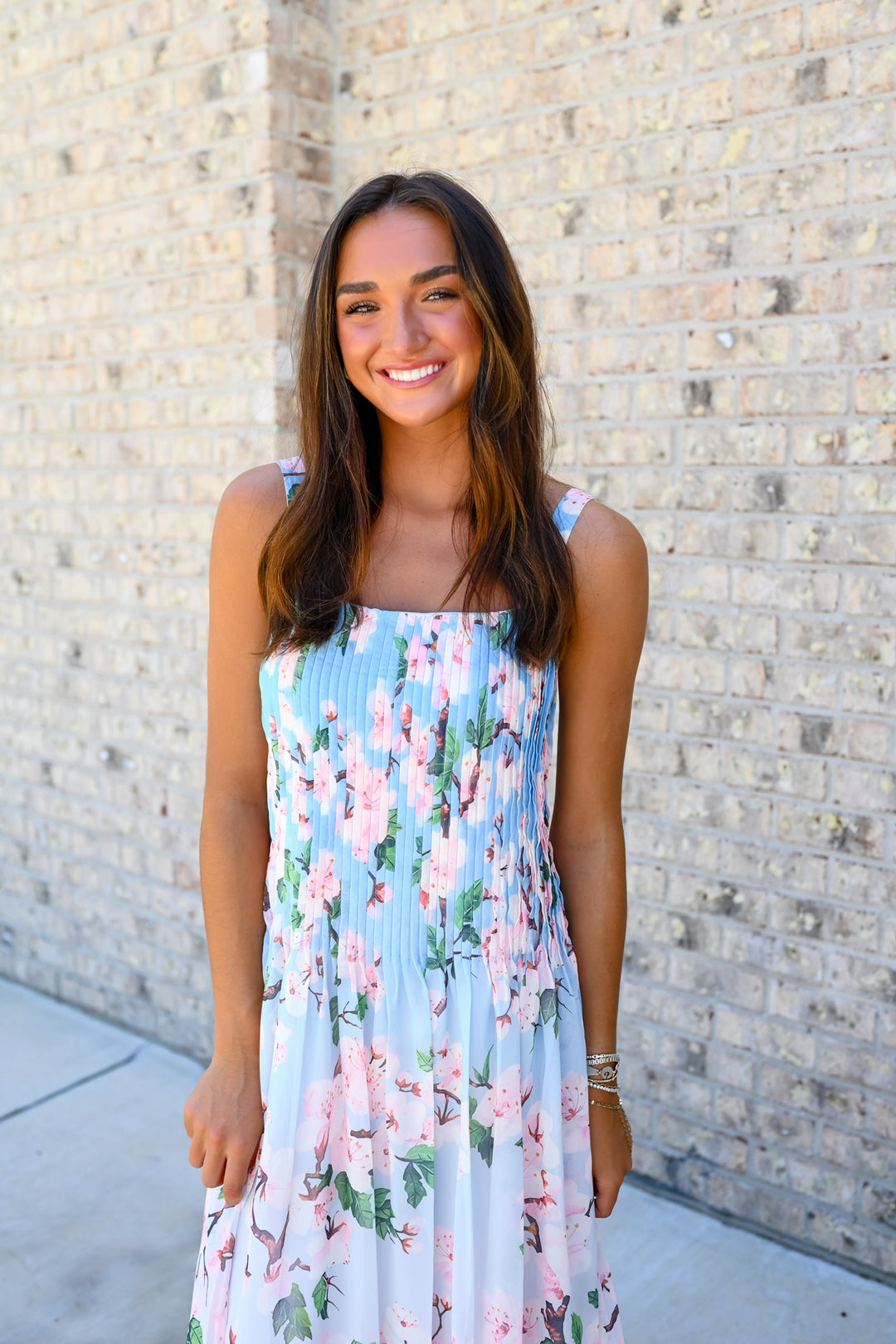 Chiffon Floral Pleated Maxi Dress