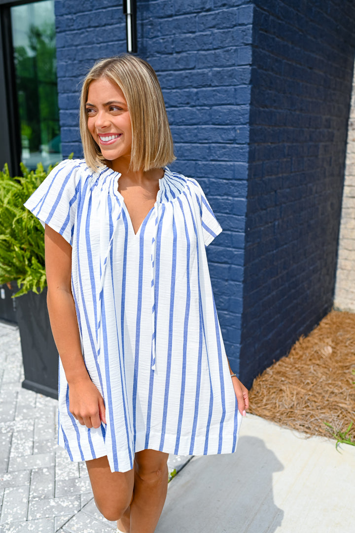 Blue Striped Day Dress