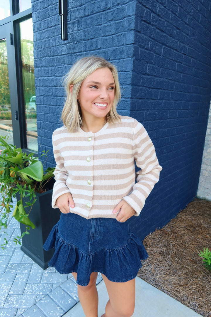 Long Sleeve Striped Cardigan