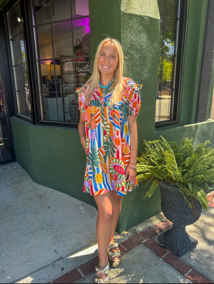 Tropical Fruit Baby Doll Dress