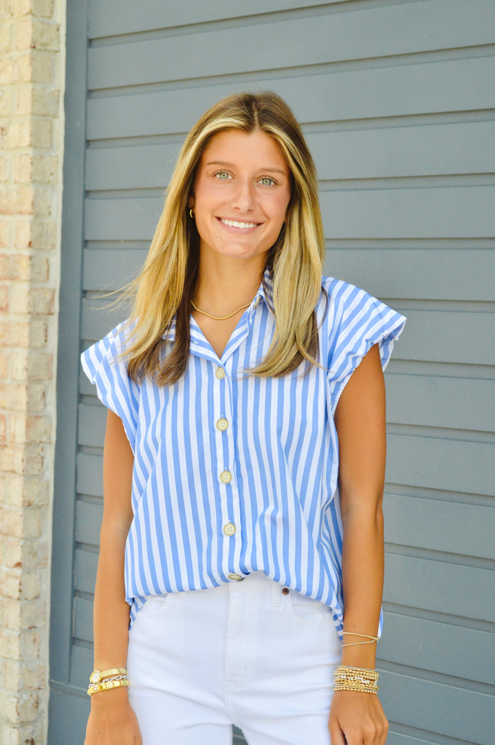 Striped Bubble Sleeve Top