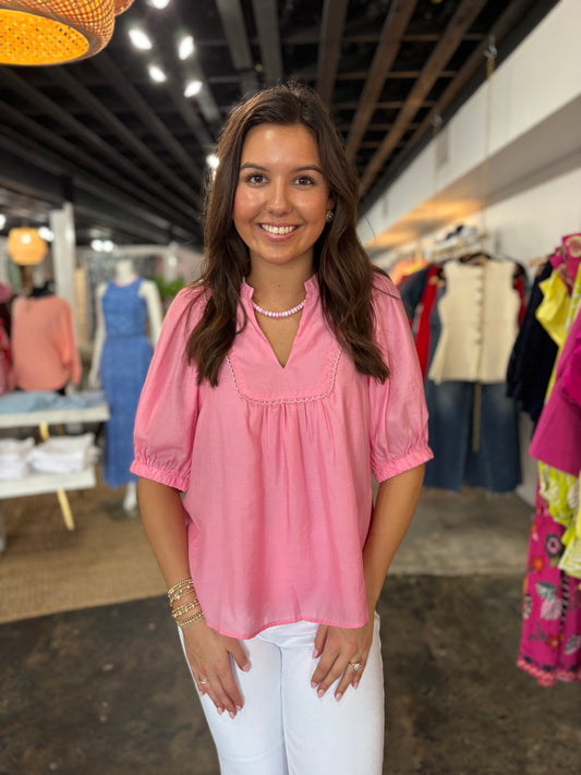 Pink V-neck Top