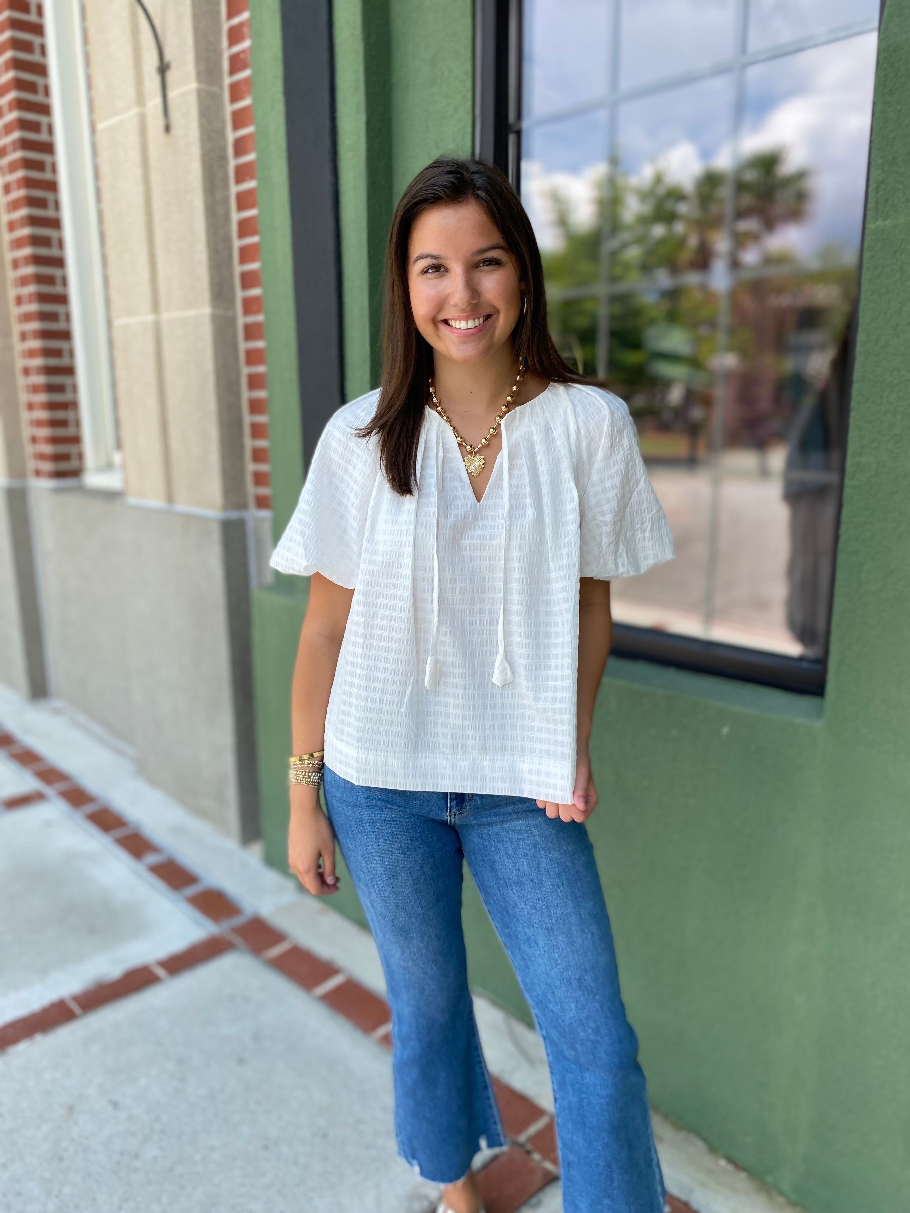 White Pleated Top