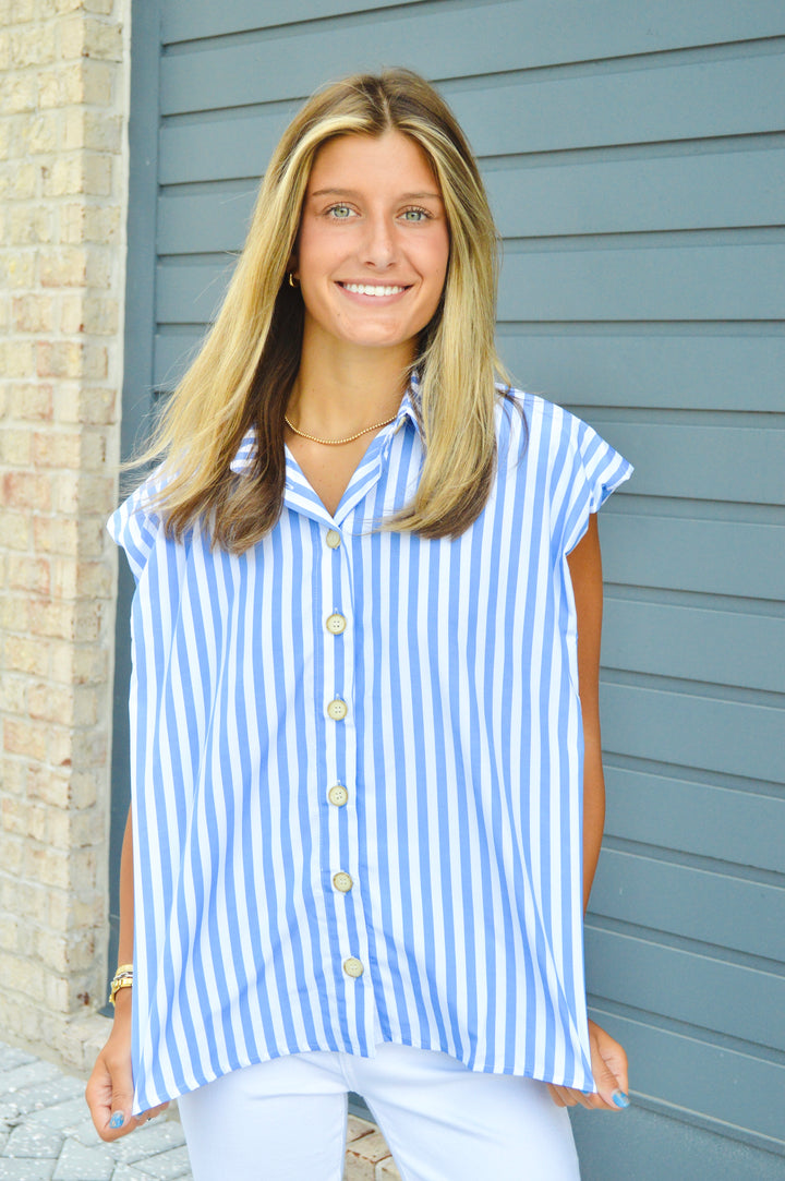 Striped Bubble Sleeve Top