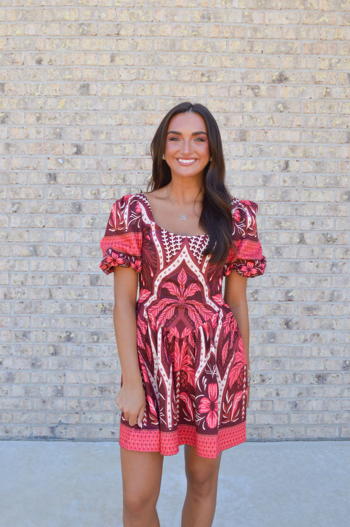 Hattie Mini Dress in Temple Bloom