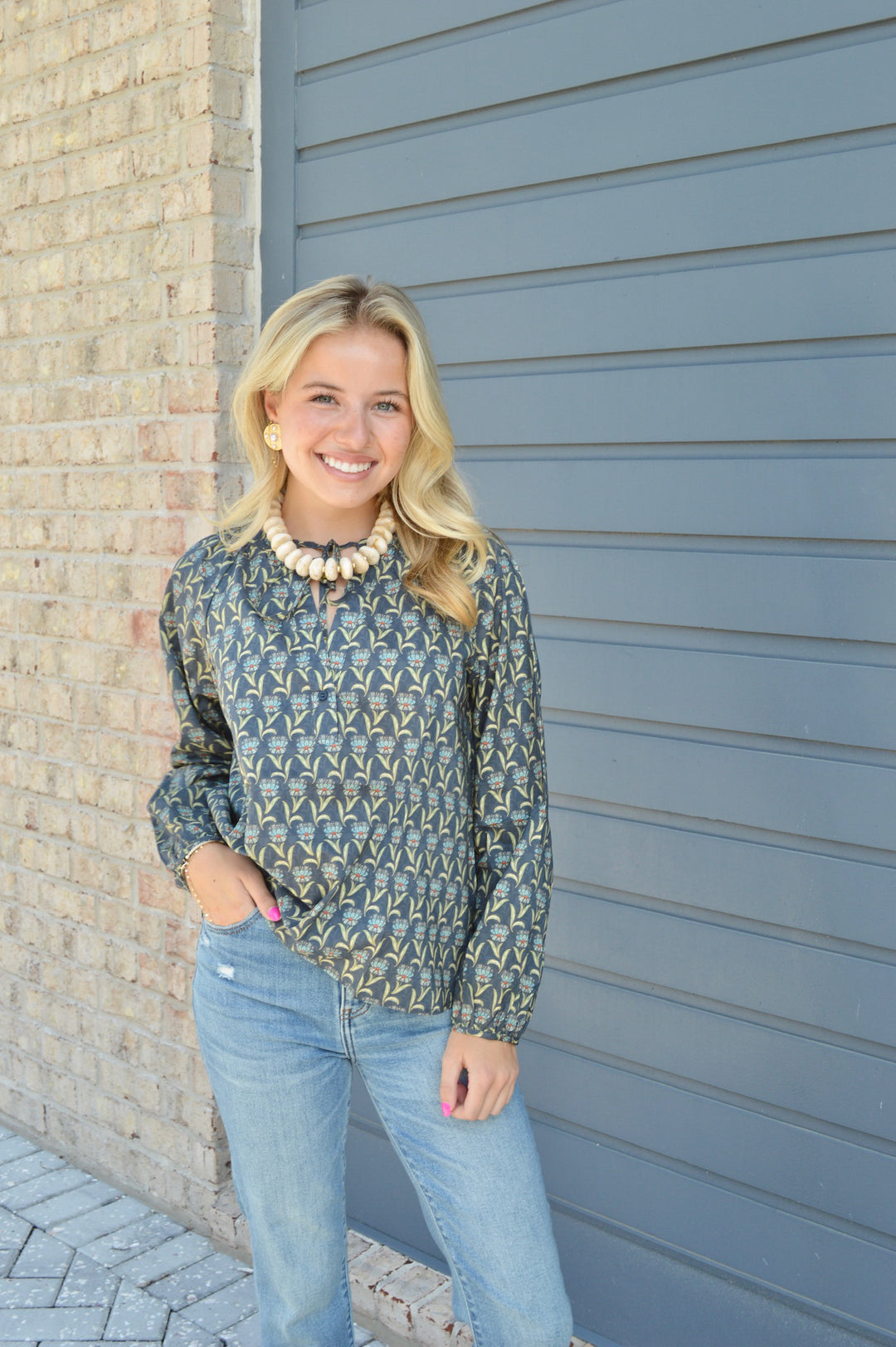 Twilight Bloom Floral Tie Top