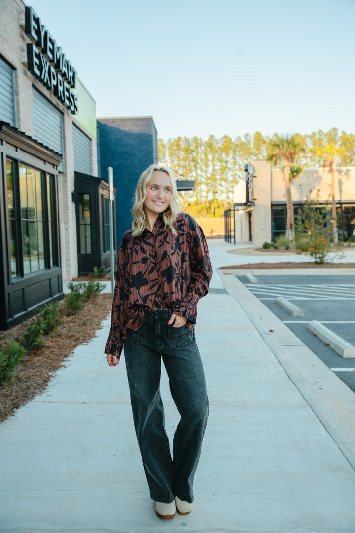 Foliage Button Down Top