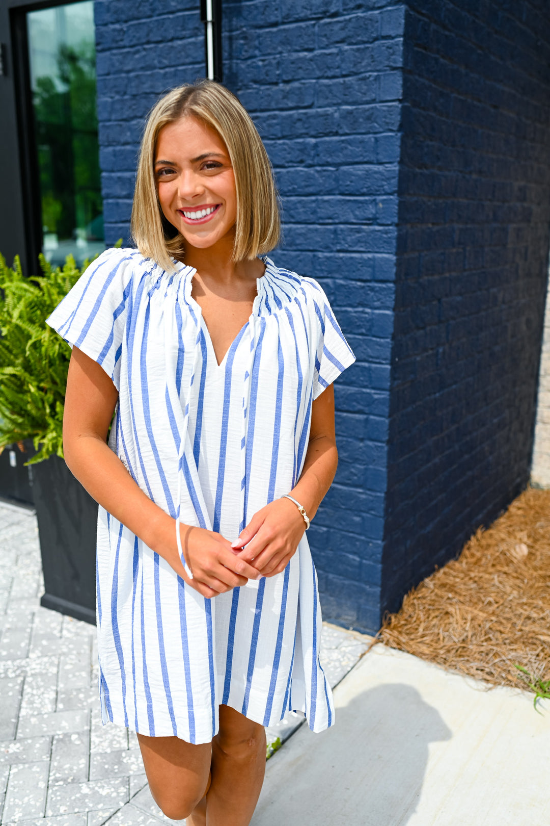 Blue Striped Day Dress