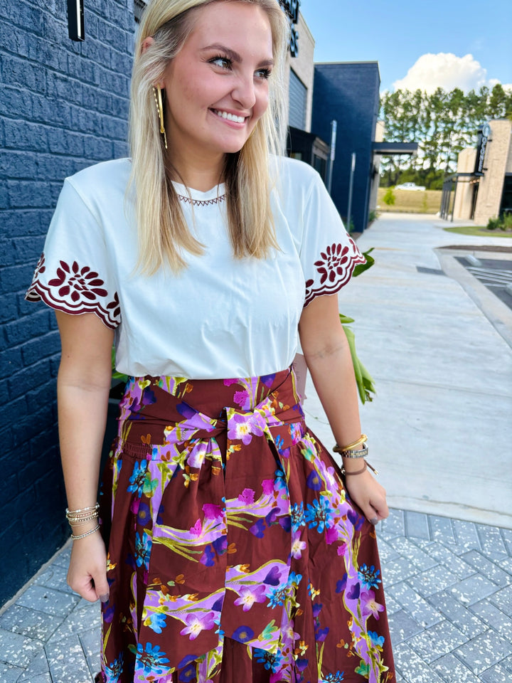 Ivory Embroidered Classic Tee