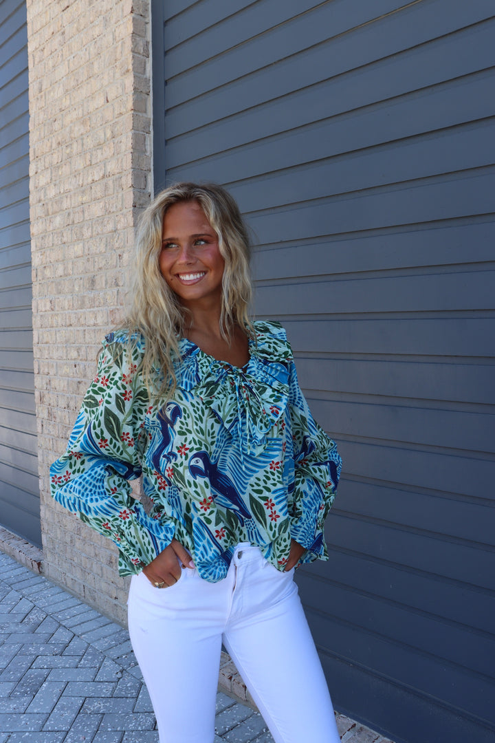 Paradise Puff Sleeve Printed Blouse