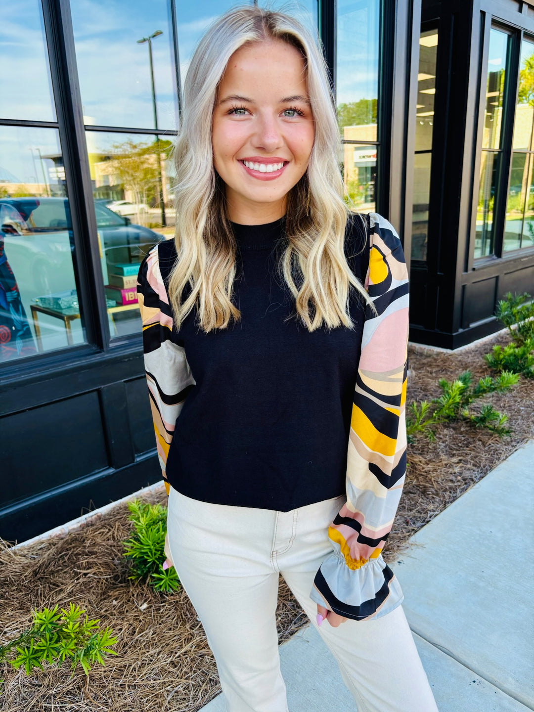 Sunset Stripe Sleeve Sweater Top
