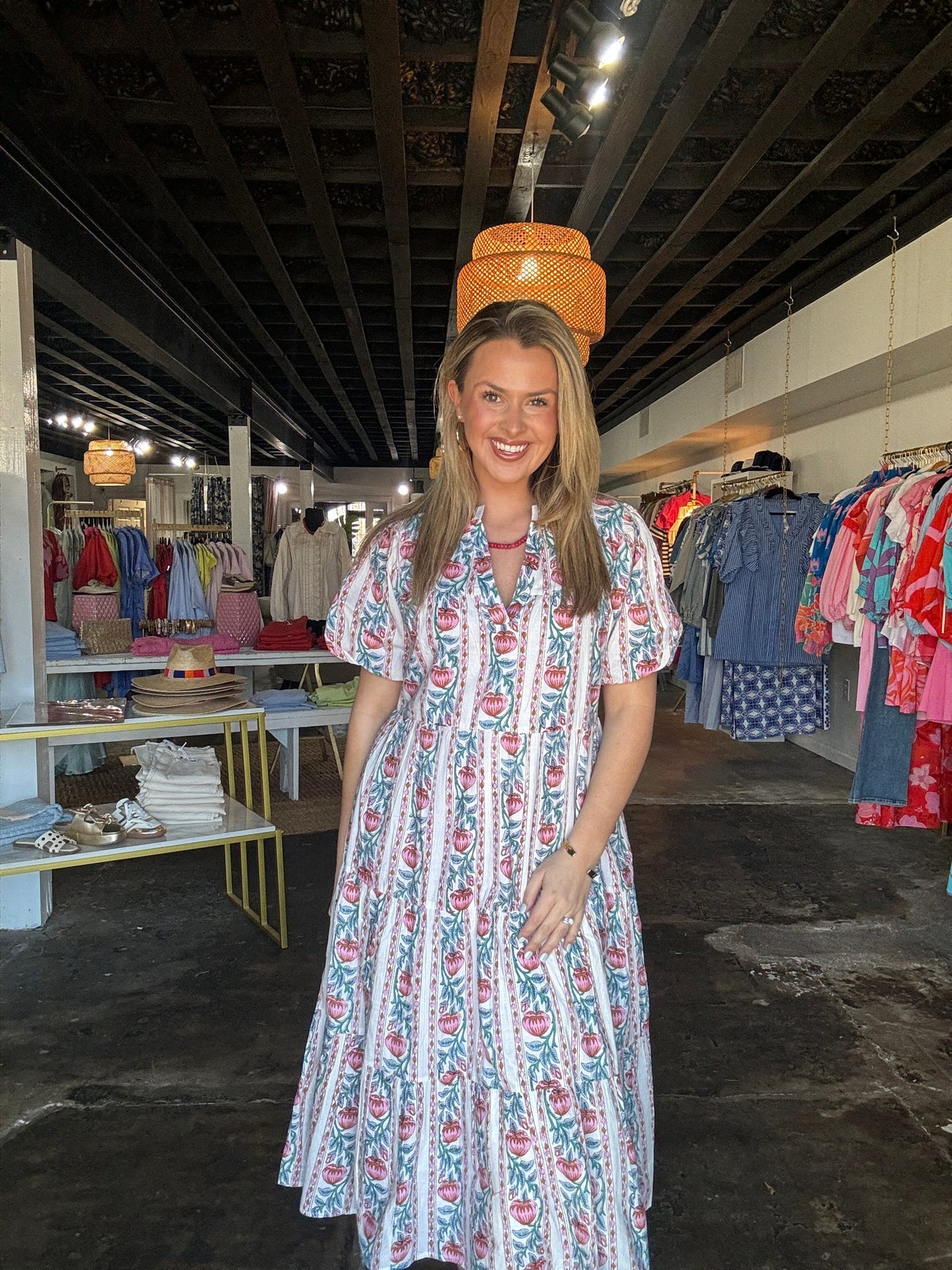 Beige Floral Maxi Dress