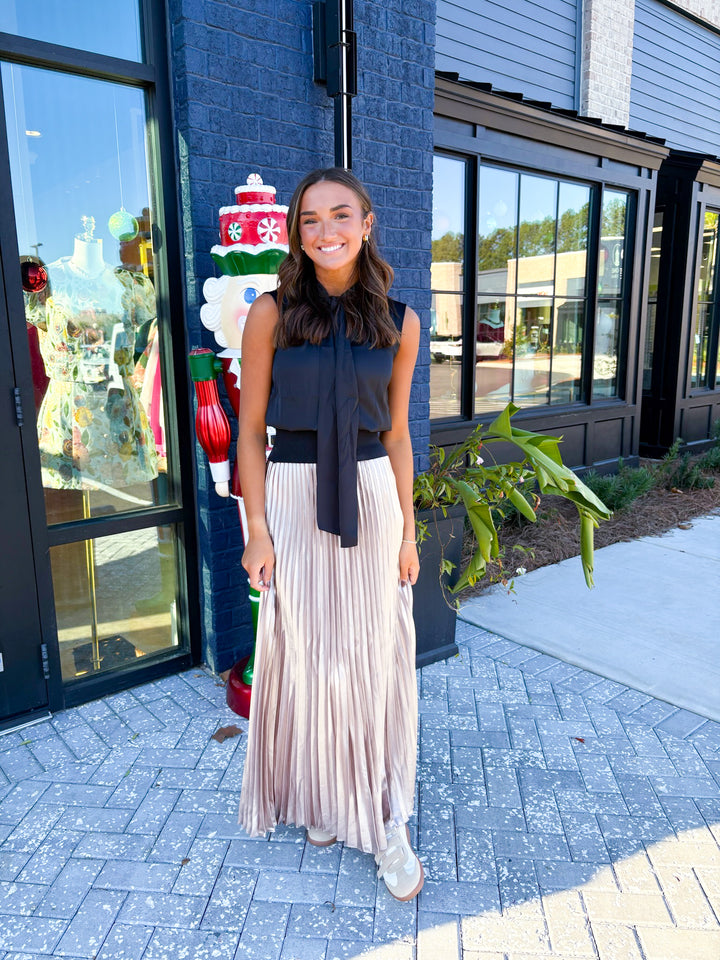 Champagne Satin Maxi Skirt