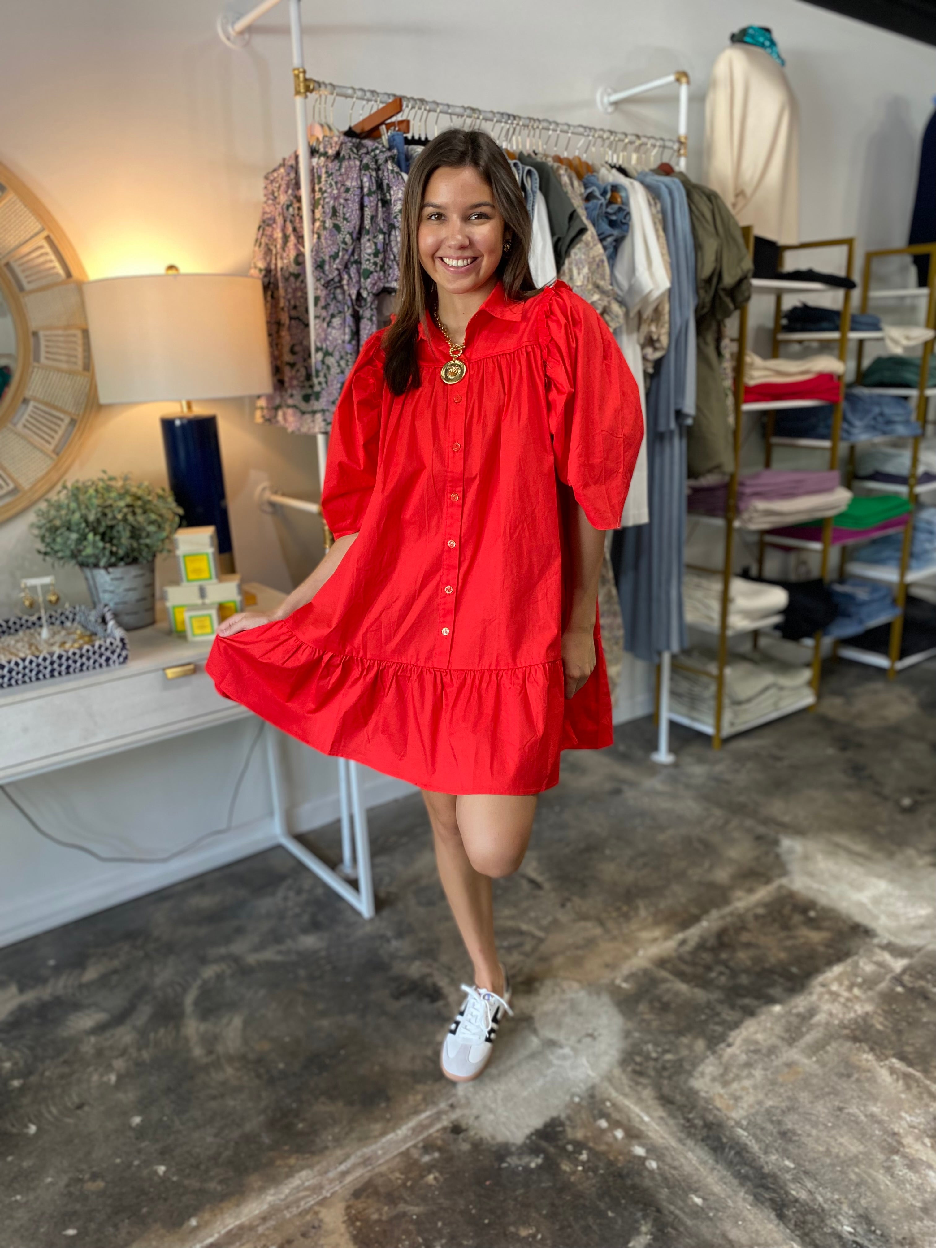 Red Ruffle Around Dress