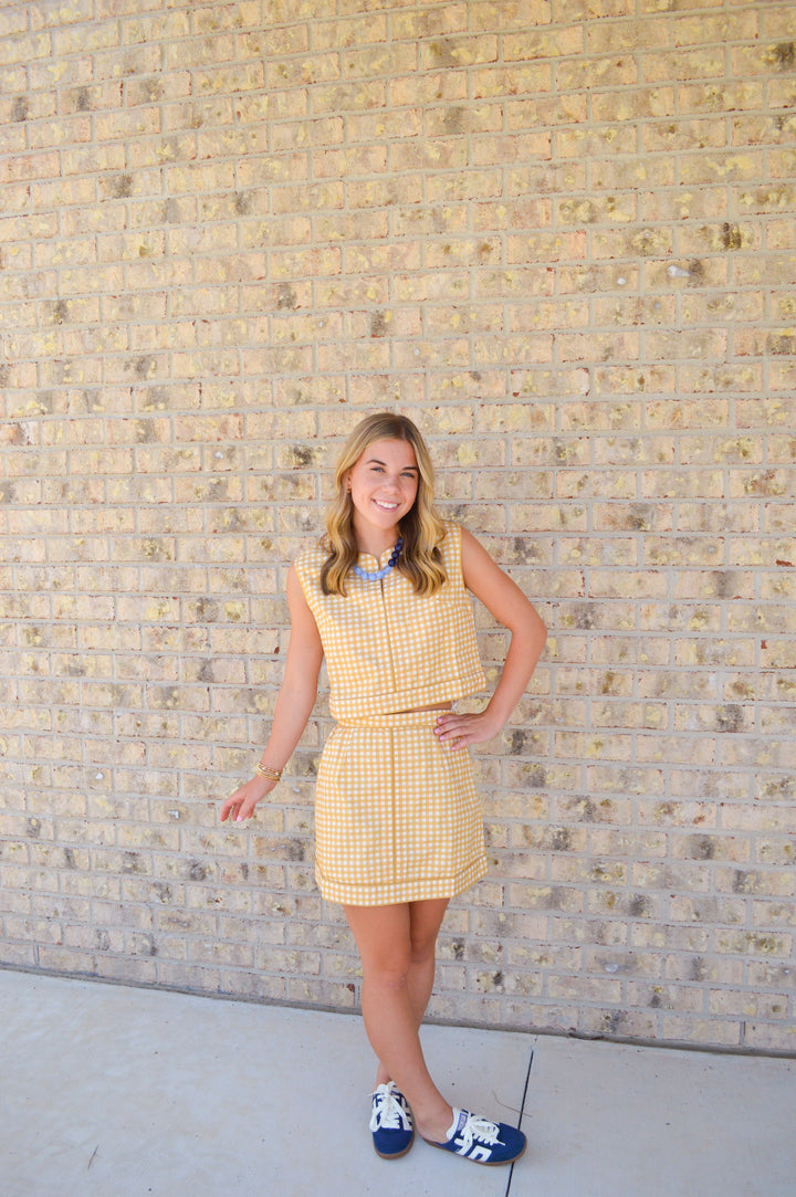 Emmy Skirt in Gold Gingham