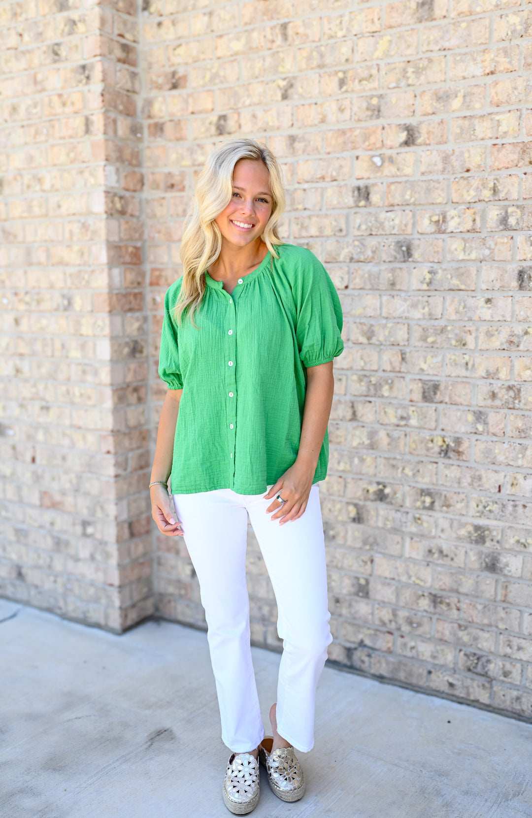 Emerald Days V-Neck Top