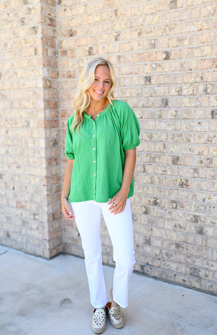 Emerald Days V-Neck Top