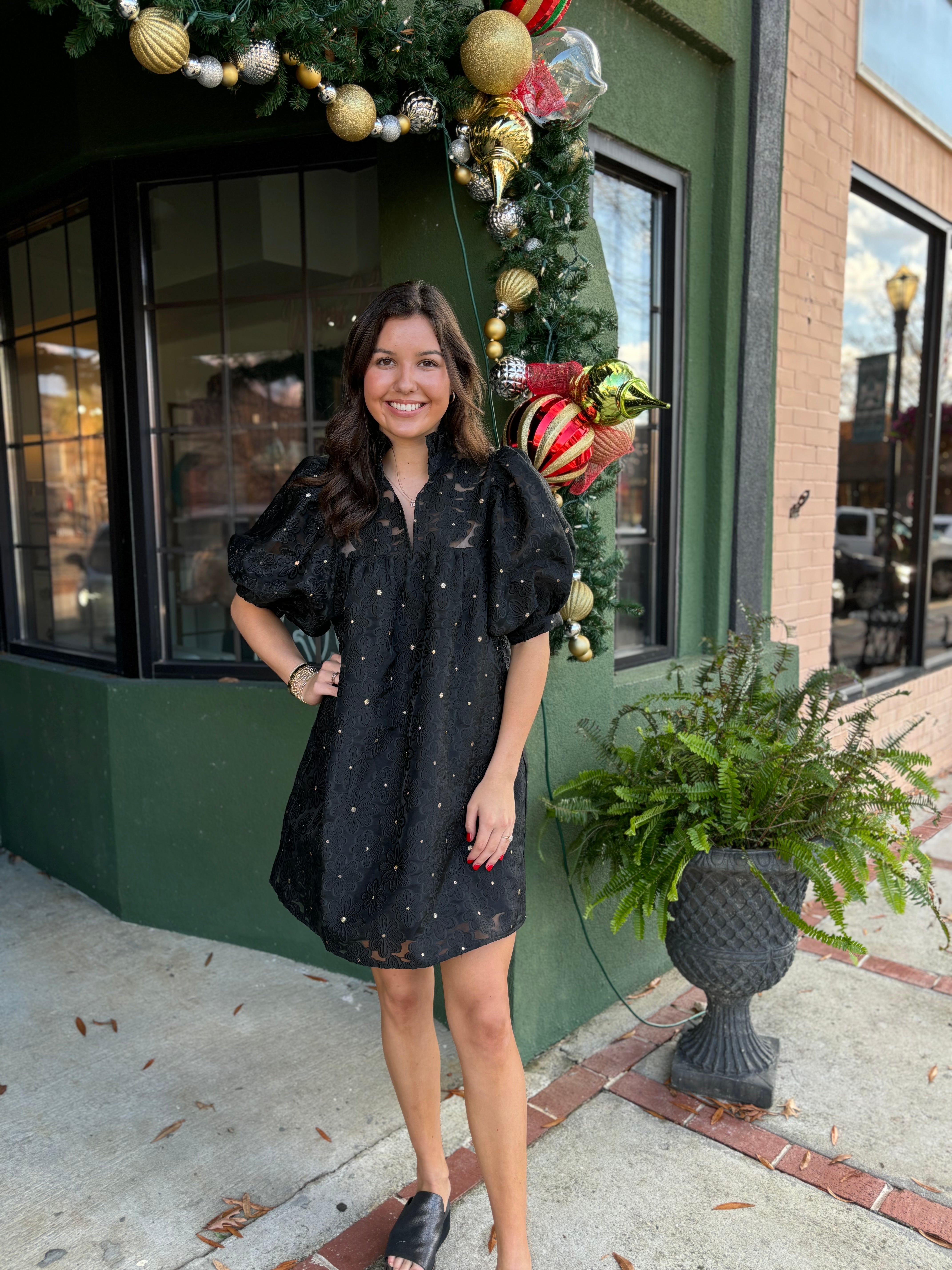 Black Floral Holiday Dress