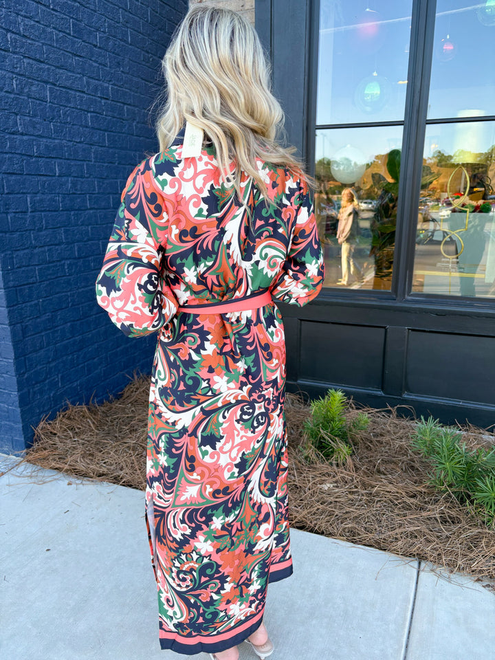 Autumn Scroll Maxi Dress