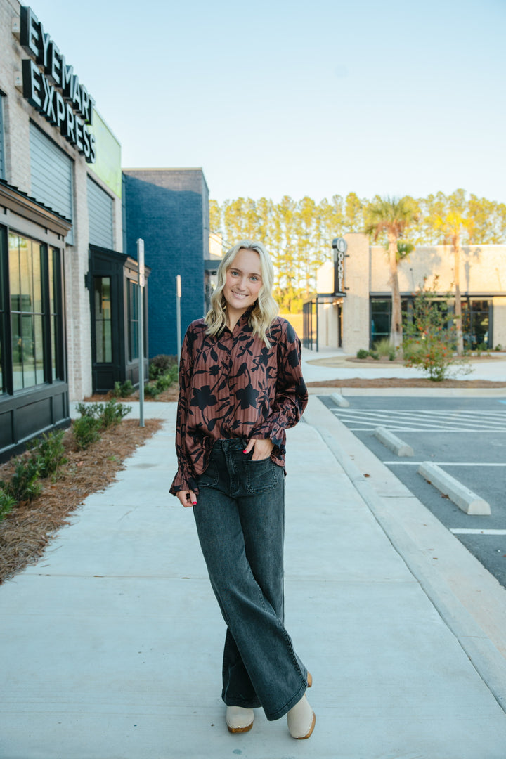 Foliage Button Down Top