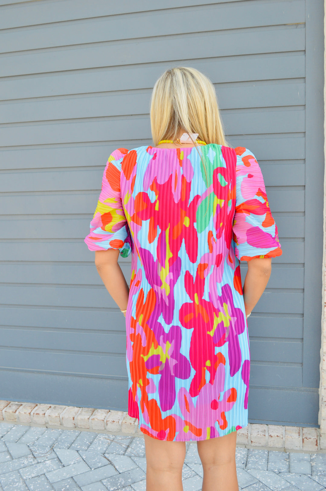 Big Floral Pleated Mini Dress