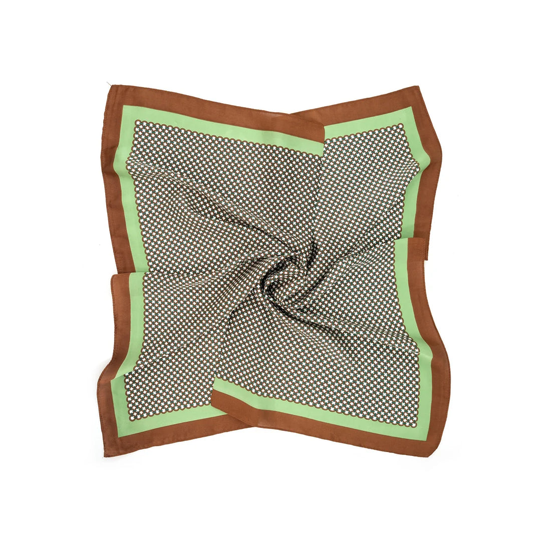 Brown and Green Printed Scarf