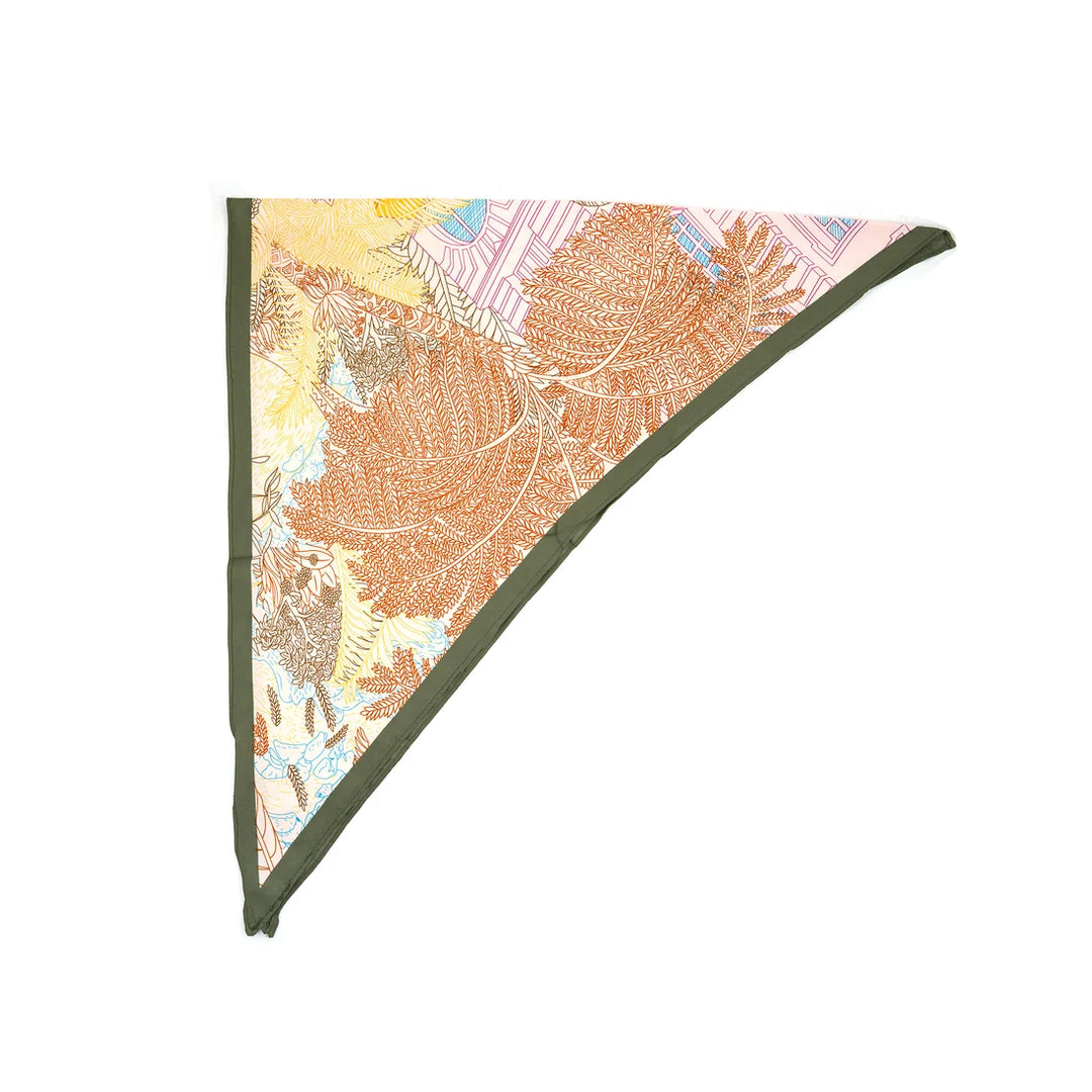 Pink and Olive Printed Scarf