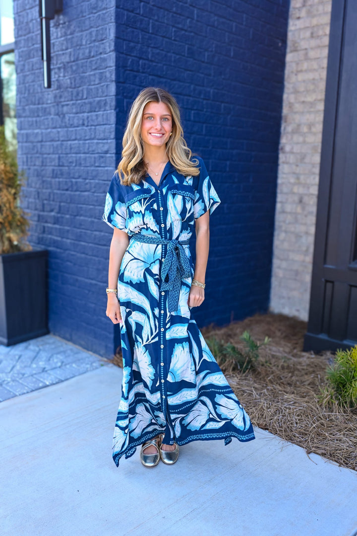 Amira Shirtdress in Adelaide Mariner