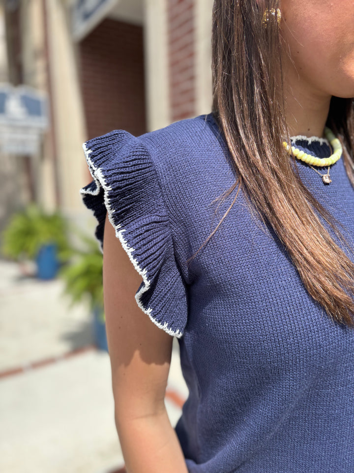 Navy Sweater Top