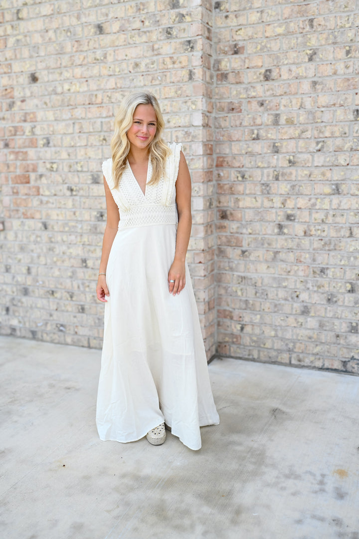 Boho Natural V-Neck Maxi Dress
