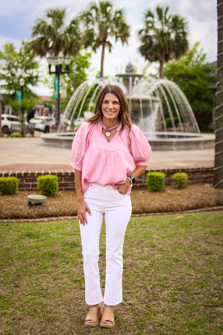 Pink V-neck Top