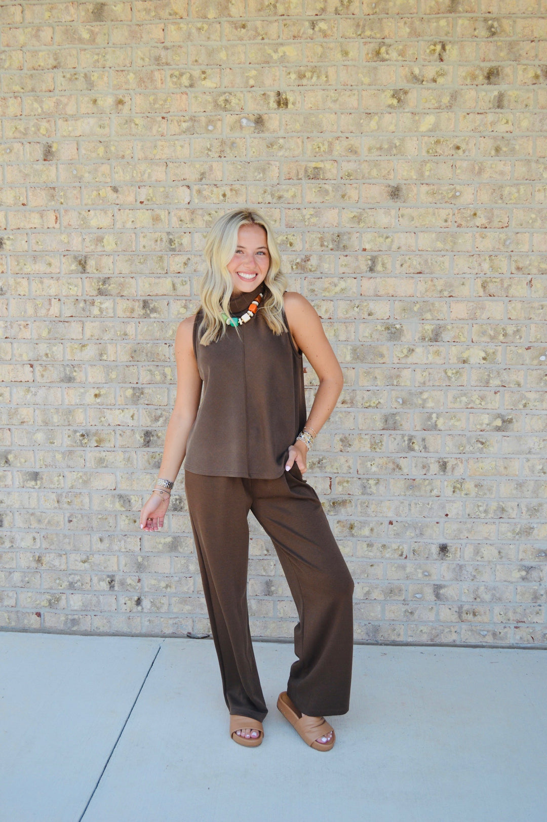 Chocolate Suba Mock Neck Set