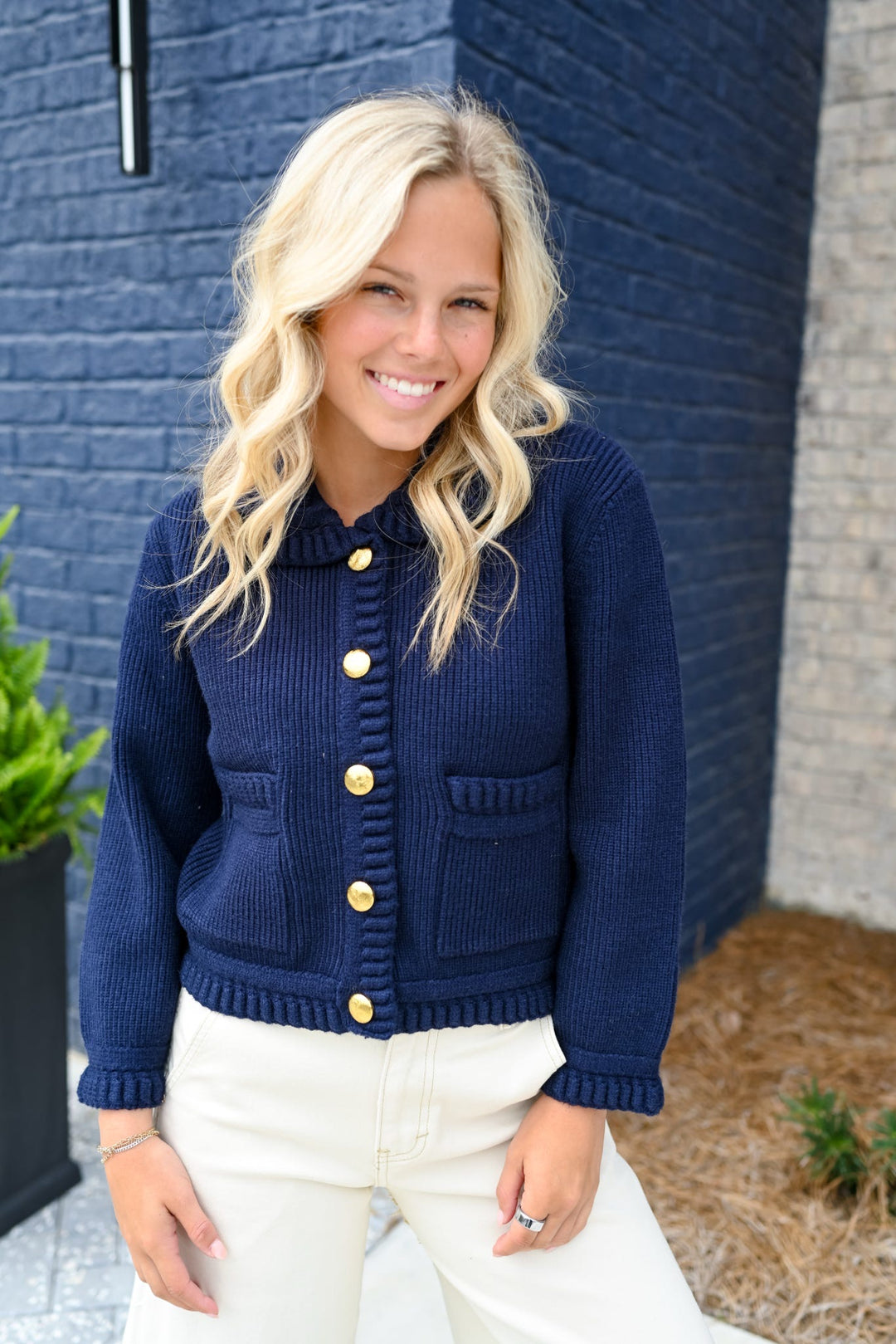Navy Braided Detail Cardigan