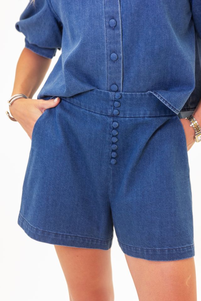 Denim Button Shorts