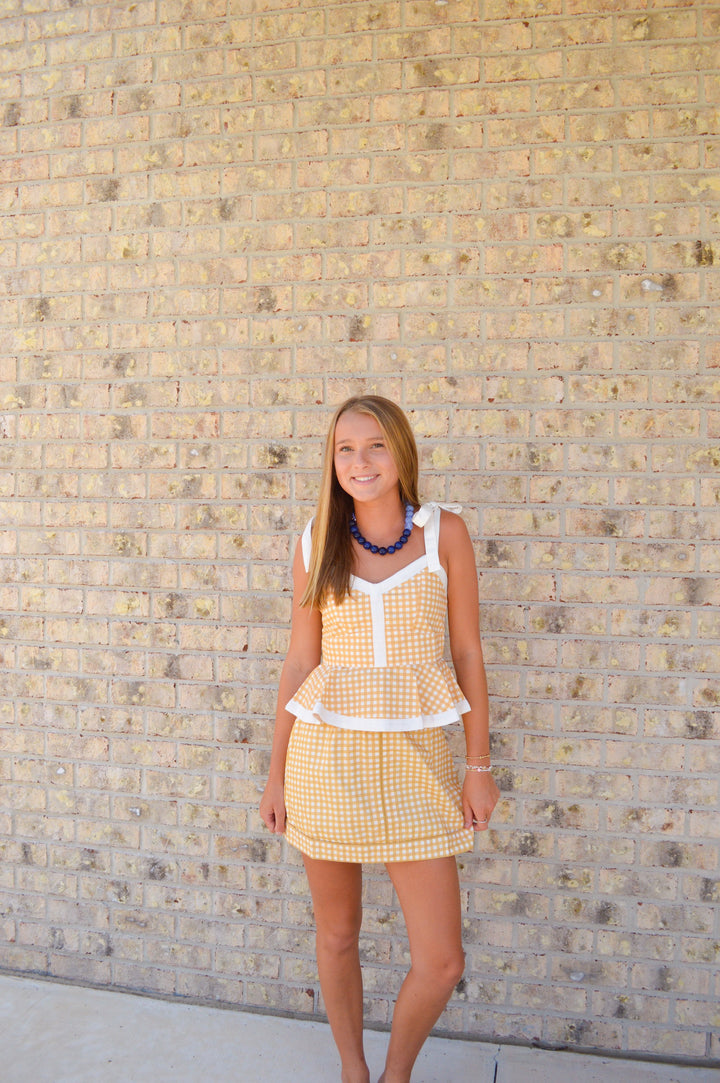 Emmy Skirt in Gold Gingham