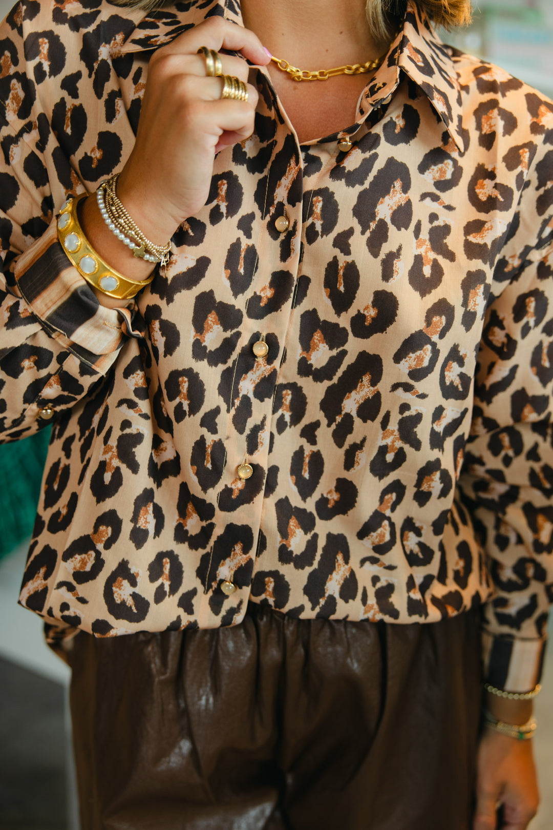 Brown Leopard Blouse